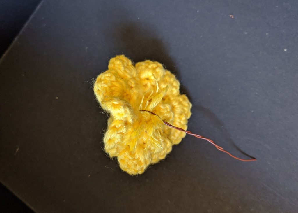 back of crochet flower