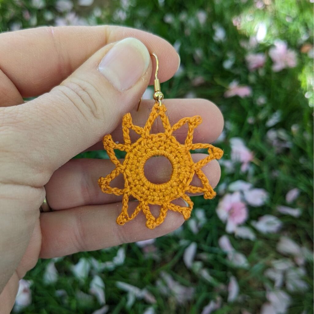 sun crochet earrings
